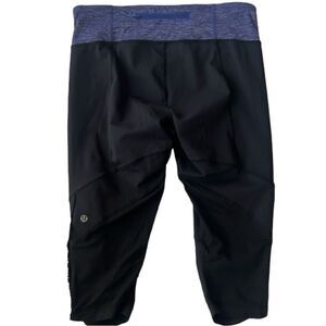 Lululemon Run For Your LIfe Crop Blue Black Capri Pant Leggings sz 10